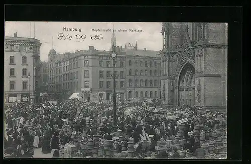 AK Hamburg, Hopfenmarkt an einem Markttag