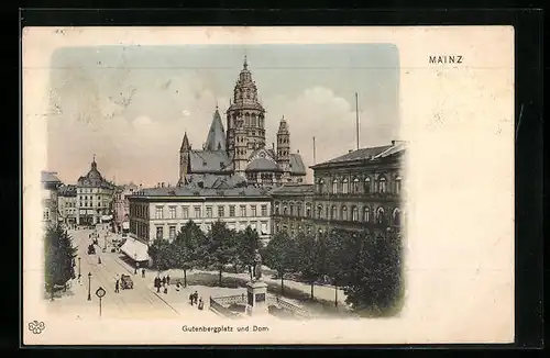 AK Mainz, Gutenbergplatz und Dom