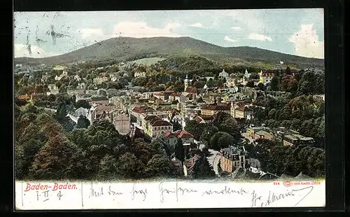 AK Baden-Baden, Ortsansicht aus der Vogelschau