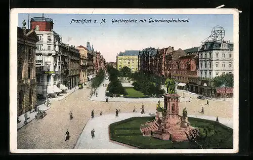 AK Frankfurt / Main, Goetheplatz mit Gutenbergdenkmal