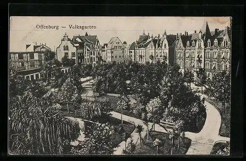 AK Offenburg, Blick auf den Volksgarten