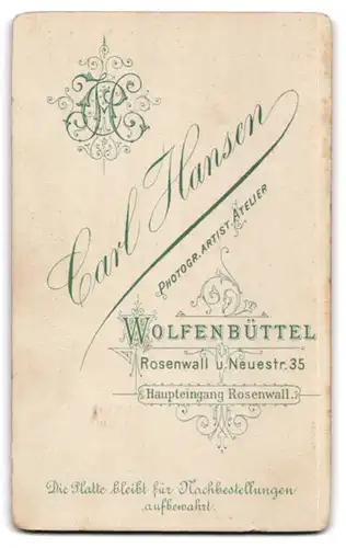 Fotografie Carl Hansen, Wolfenbüttel, Rosenwall u. Neuestr. 35, Kleiner Bub im eleganten Zwirn