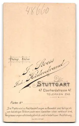 Fotografie J. Stoess, Stuttgart, Eberhardstr. 47, Portrait einer jungen Frau