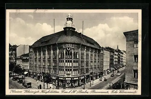 AK Berlin, Union Vereinigter Kaufstätten GmbH, Brunnenstrasse Ecke Veteranenstrasse