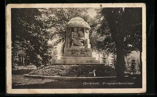 AK Corbach, Partie vom Kriegerdenkmal