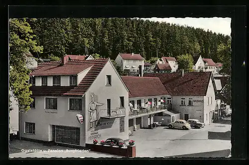 AK Burgjoss /Spessart, Gaststätte und Pension Burgfrieden, Bes. Ernst Heinrich