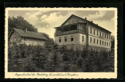 AK Augustusbad bei Radeberg, Luisenhof mit Berghaus