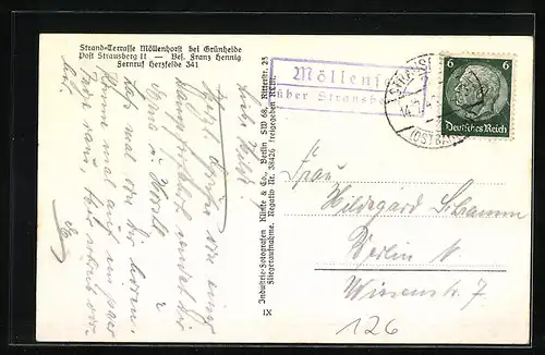 AK Möllenhorst, Ortspanorama mit Strand-Terrasse, Luftaufnahme