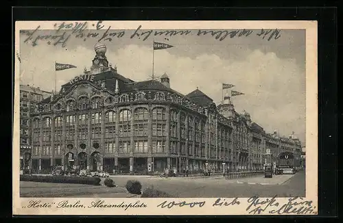 AK Berlin, Alexanderplatz, Hertie-Waren- und Kaufhaus GmbH
