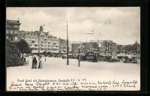 AK Stockholm, Grand Hotell och Nationalmuseum, Strassenbahn