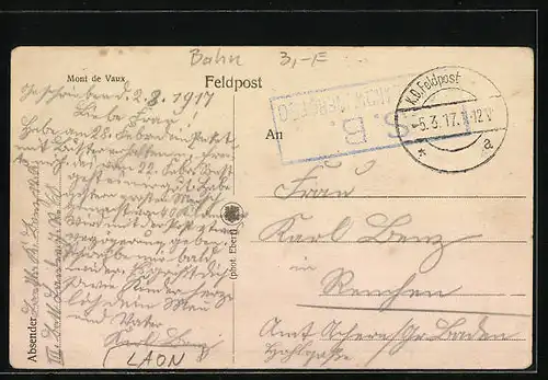 AK Laon, Mont de Vaux, Strassenbahn