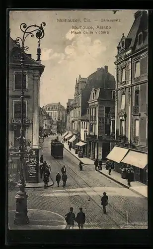 AK Mülhausen /Els., Gänseplatz mit Strassenbahn
