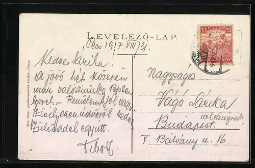 AK Pécs, Kiraly utca, Strassenbahn