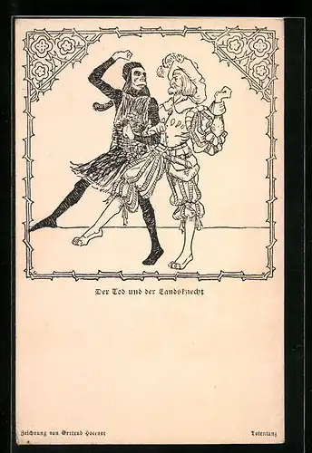 Künstler-AK Der Tod und der Landsknecht