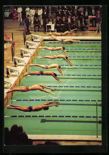 AK Mexico, 1968, Wassersport, 200m Kraulen Start