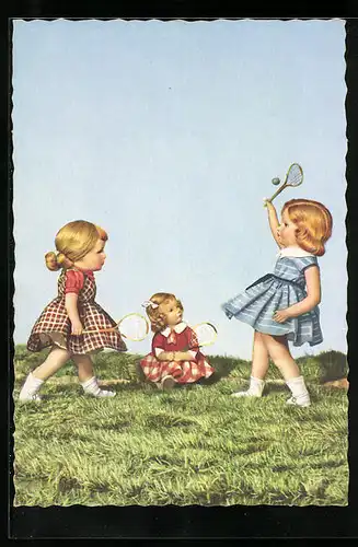 AK Käthe Kruse-Puppen beim Tennisspiel