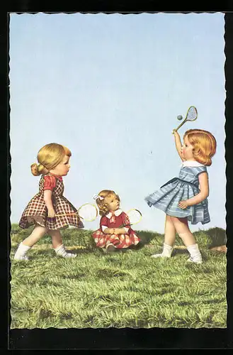 AK Käthe Kruse-Puppen beim Tennisspiel