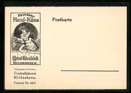 AK Hildesheim, Central-Käsefabrik, Feinster Hand-Käse