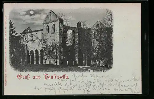 Mondschein-AK Paulinzella, Das Kloster
