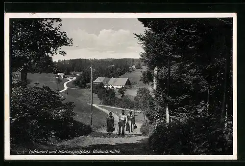 AK Säckingen, Erholungsheim Wickartsmühle J. Haberstroh mit Landstrasse und Umgebung