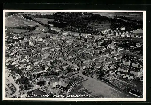 AK Wunsiedel i. Fichtelgeb., Teilansicht vom Flugzeug aus