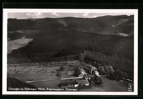 AK Albrechts i. Thür., Erholungsheim Aschenhof vom Flugzeug aus