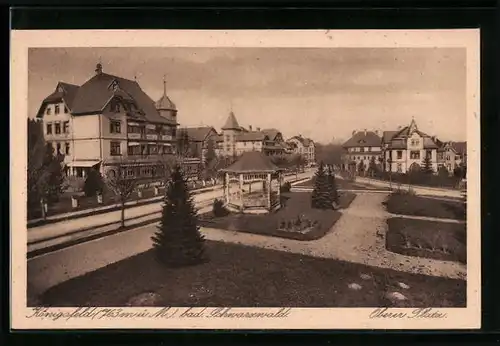 AK Königsfeld /Schwarzw., Oberer Platz mit Pavillon, Strasse und Villen