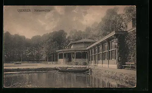 AK Viersen, Gasthaus Kaisermühle, vom Teich gesehen