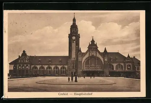 AK Crefeld, Blick zum Hauptbahnhof