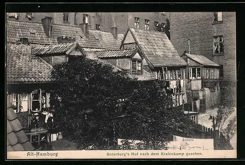 AK Alt-Hamburg, Roterberg`s Hof nach dem Kralenkamp gesehen