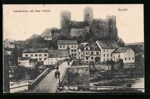 AK Runkel, Lahnbrücke mit dem Schloss