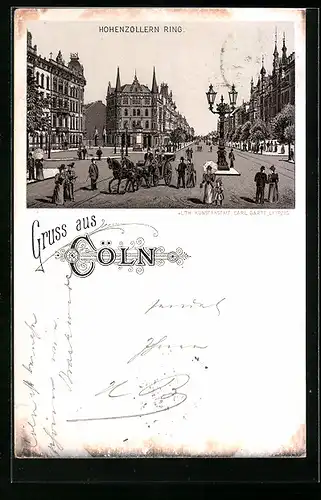 Lithographie Köln-Neustadt, Der Hohenzollern Ring