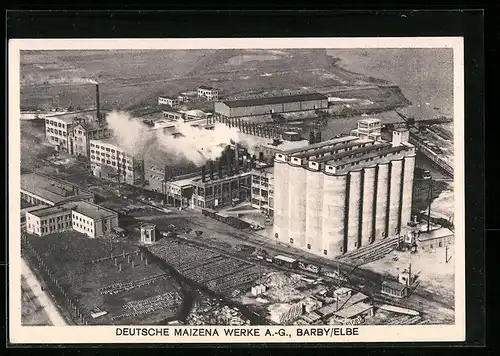 AK Barby /Elbe, Deutsche Maizena Werke aus der Vogelschau