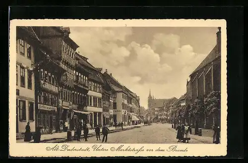 AK Alt-Duderstadt, Untere Marktstrasse vor dem Brande