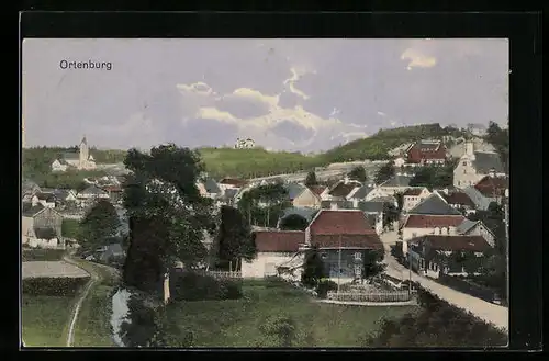 AK Ortenburg, Ortsansicht aus der Ferne