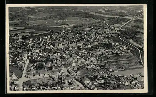 AK Plattling a. d. Isar, Ortsansicht vom Flugzeug aus