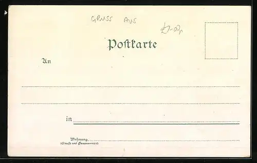 Lithographie Nürnberg, Gasthaus Bratwurstglöcklein mit Innenansicht