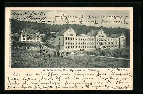 AK Oppenweiler /Württ., Kurhotel Wilhelmsheim, Gebäude mit Strasse und Umgebung