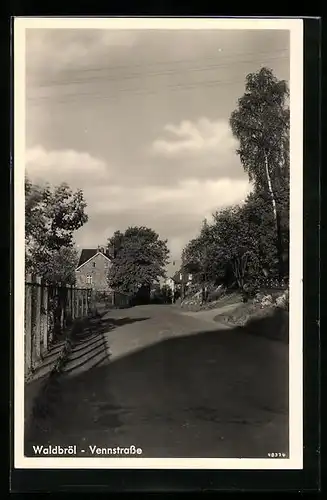 AK Waldbröl, Vennstrasse mit Zaun und Wäldchen