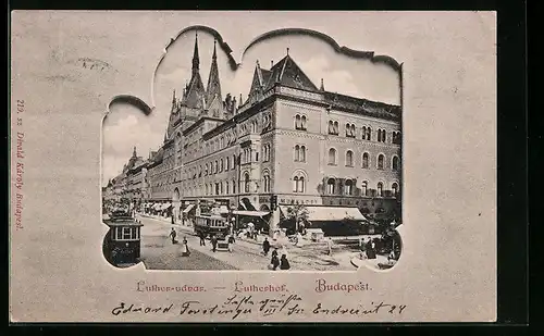 AK Budapest, Blick auf den Lutherhof