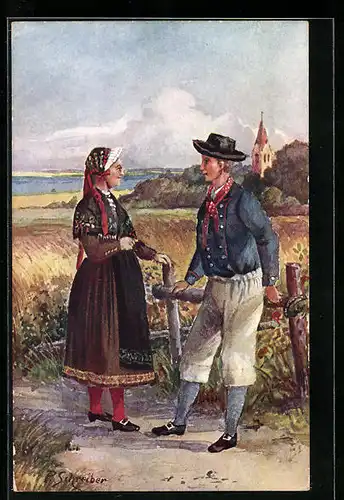 Künstler-AK Pöl, Bauern-Trachten