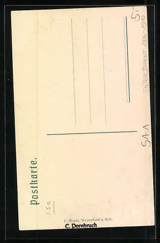 AK Junge Frau in Sylter Nationaltracht in einer Stube