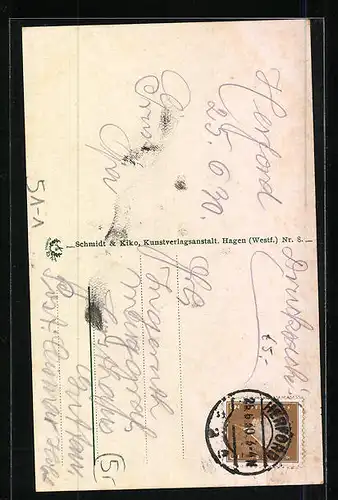 Künstler-AK Mann u. Frau in Tracht in ihrer Altwestfälischen Wohnküche