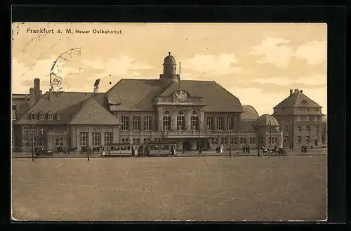 AK Frankfurt-Ostend, Ostbahnhof mit Strassenbahn