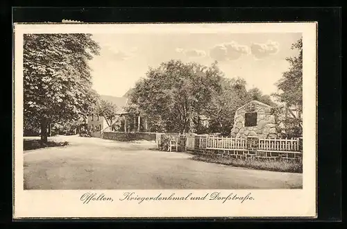 AK Offelten, Kriegerdenkmal und Dorfstrasse