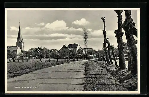 AK Rehme a. d. Weser, Strasse in den Ort hinein