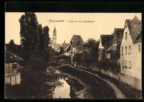 AK Donauwörth, an der Stadtmauer