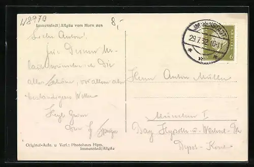 AK Immenstadt, Totalansicht vom Horn aus