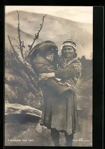 AK Lappekone med barn, norwegische Mutter mit Kind