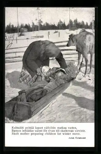 AK Kinder in einem norwegischen Rentierschlitten